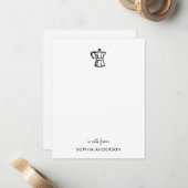 Correspondance Carte de note à monogramme sur le thème du café | (Devant/Arrière en situation)