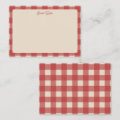 Correspondance Carte de note à motif gingham rouge (Devant / Derrière)