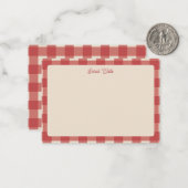 Correspondance Carte de note à motif gingham rouge (Devant/Arrière en situation)