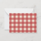Correspondance Carte de note à motif gingham rouge (Dos)
