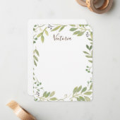 Correspondance Carte de note à plat Graceful Green (Devant/Arrière en situation)