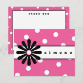Correspondance Carte de note à pois rose et blanc (Devant / Derrière)