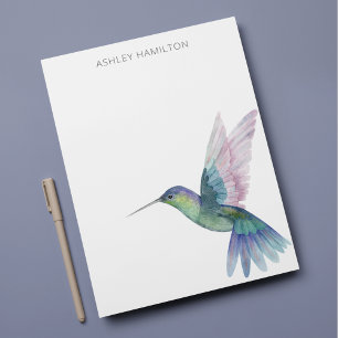 Correspondance Carte de note aquarelle personnalisée de colibri