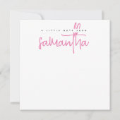 Correspondance Carte de note avec nom en écriture rose blanc mode (Devant)