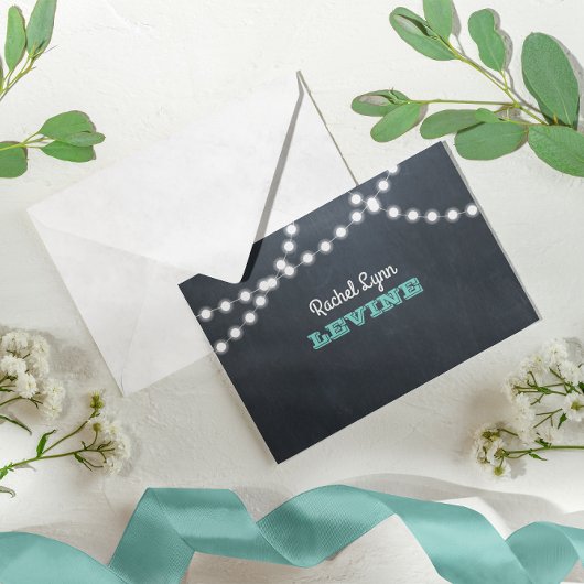 Correspondance Carte de note Bat mitzvah Turquoise Chalkboard Lig