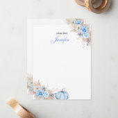 Correspondance Carte de note bébé Citrouille Bleue (Devant/Arrière en situation)