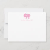 Correspondance Carte de note bébé, éléphant gingham rose clair pl (Devant)