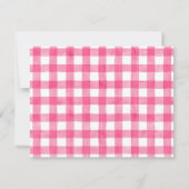 Correspondance Carte de note bébé, gingham dauphin rose plat (Dos)