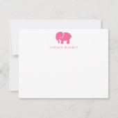 Correspondance Carte de note bébé, gingham éléphant rose plat (Devant)