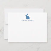 Correspondance Carte de note bébé, gingham lapin bleu plat (Devant)