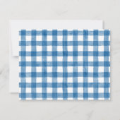 Correspondance Carte de note bébé, gingham lapin bleu plat (Dos)