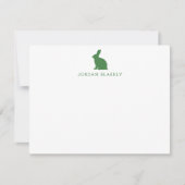 Correspondance Carte de note bébé, gingham lapin vert plat (Devant)
