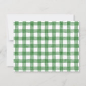 Correspondance Carte de note bébé, gingham lapin vert plat (Dos)