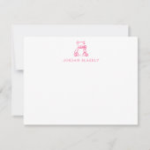 Correspondance Carte de note bébé, gingham plat ourson rose (Devant)