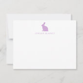 Correspondance Carte de note bébé, motif gingham lapin violet pla (Devant)