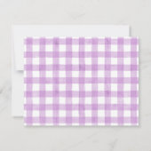 Correspondance Carte de note bébé, motif gingham lapin violet pla (Dos)