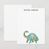 Correspondance Carte de note Brontosaurus Dinosaur (Devant / Derrière)