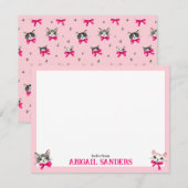 Correspondance Carte de note Chats avec vaches roses (Devant / Derrière)