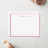 Correspondance Carte de note chic à bordure rose moderne (Devant/Arrière en situation)