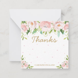 Correspondance Carte de note chic Elegant Blush Rose Floral Flowe