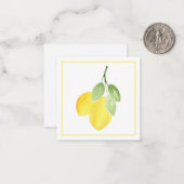 Correspondance Carte de note citron aquarelle (Devant/Arrière en situation)