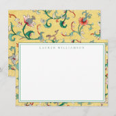 Correspondance Carte de note classique Chinoiserie jaune et verte (Devant / Derrière)