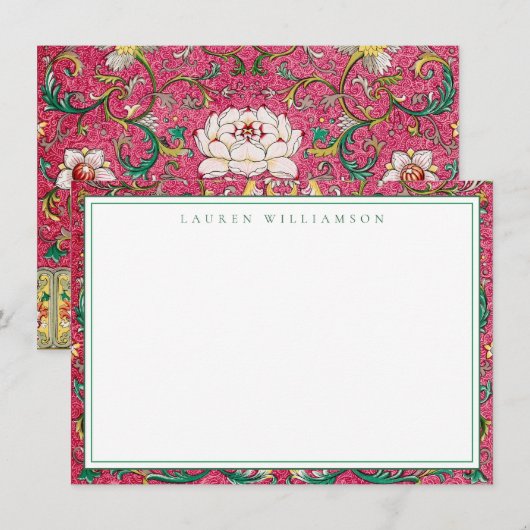 Correspondance Carte de note classique en chinois rose et vert (Devant / Derrière)