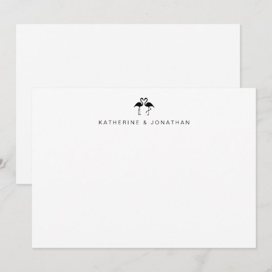Correspondance Carte de note Couples Flamants roses mignonnes (Devant / Derrière)
