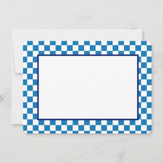 Correspondance Carte de note - Damier bleu et blanc (Devant)