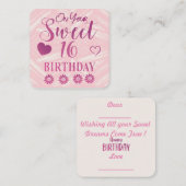 Correspondance Carte de note d'anniversaire Sweet 16 (Devant / Derrière)