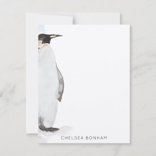 Correspondance Carte de note d'aquarelle de pingouin arctique (Devant)