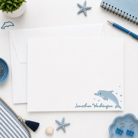Correspondance Carte de note Dauphin Bleu Mignon