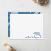 Correspondance Carte de note Dauphin Bleu Mignon (Devant/Arrière en situation)