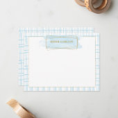 Correspondance Carte de note de badge à l'aquarelle bleue chic (Devant/Arrière en situation)