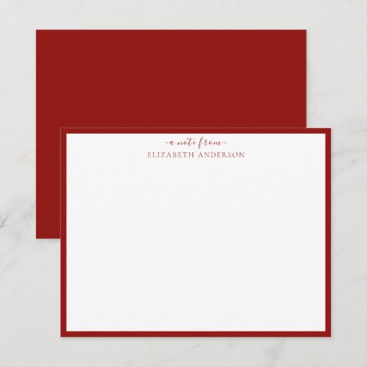 Correspondance Carte de note de bordure classique rouge écarlate (Devant / Derrière)