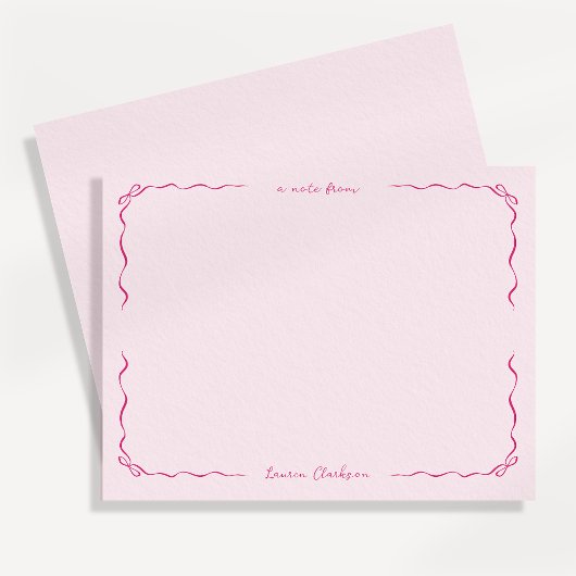 Correspondance Carte de note de bordure rose Vaches blanches