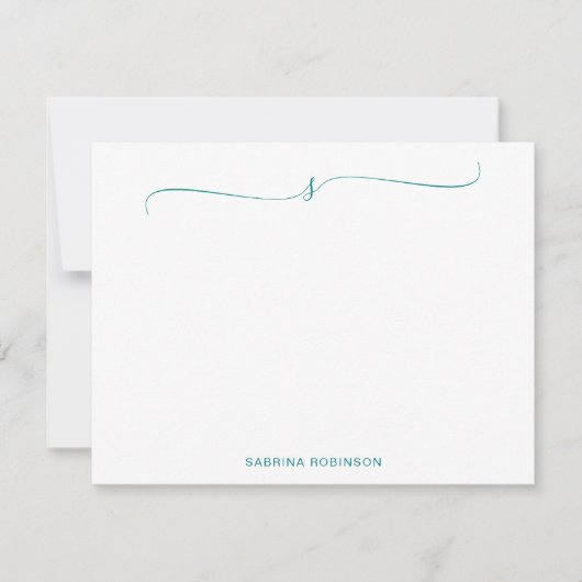 Correspondance Carte de note de calligraphie Turquoise minimalist (Devant)