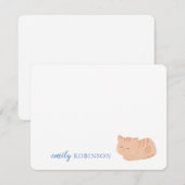 Correspondance Carte de note de chat tigré mignon personnalisée (Devant / Derrière)