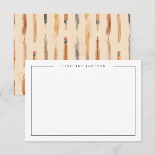 Correspondance Carte de note de crayon pour enseignant de retour (Devant / Derrière)