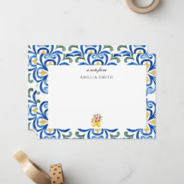 Correspondance carte de note de diner italien bleu dolce vita