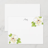 Correspondance Carte de note de Fleur Magnolia d'aquarelle et de (Devant / Derrière)