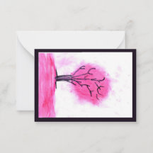 Carte de note de l'arbre rose