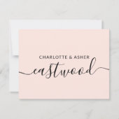 Correspondance Carte de note de Mariage Monogramme Blush Pink (Devant)