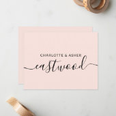 Correspondance Carte de note de Mariage Monogramme Blush Pink (Devant/Arrière en situation)