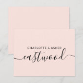 Correspondance Carte de note de Mariage Monogramme Blush Pink (Devant / Derrière)