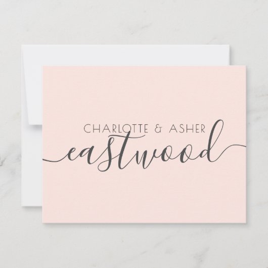 Correspondance Carte de note de Mariage Monogramme Blush Pink (Devant)