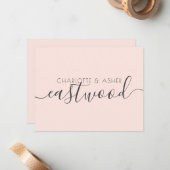 Correspondance Carte de note de Mariage Monogramme Blush Pink (Devant/Arrière en situation)