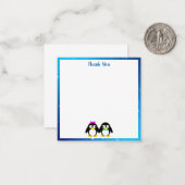Correspondance Carte de note de Merci Couple Penguin (Devant/Arrière en situation)