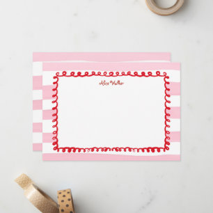 Correspondance Carte de note de monogramme fantaisiste rose et ro