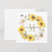 Correspondance Carte de note de monogramme floral (Devant / Derrière)